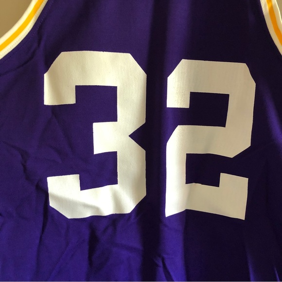 Vintage ’80s Lakers Magic Johnson Sand-Knit Medalist Purple Basketball Jersey - Picture 5 of 9